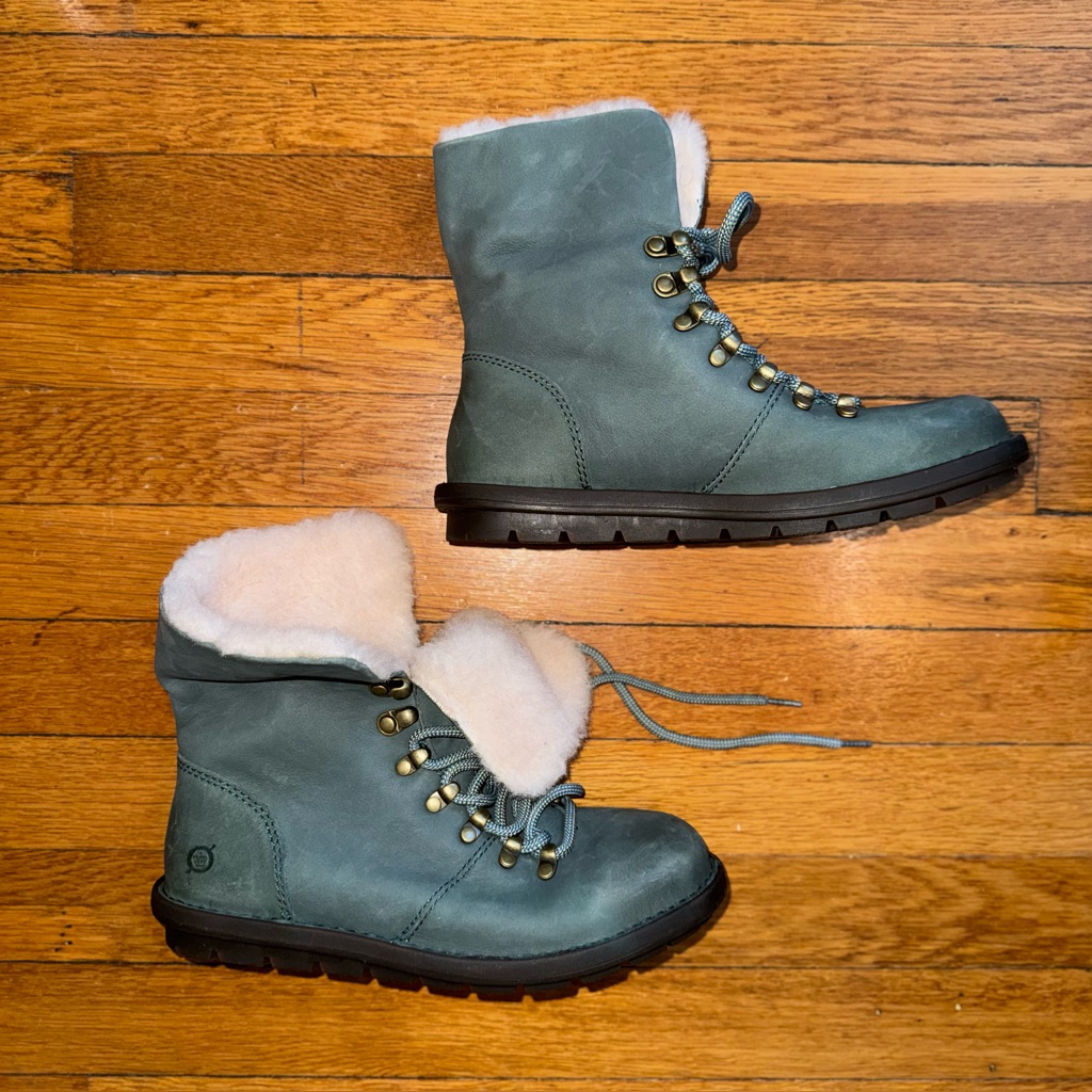 New Born Blaine Women’s Turquoise Leather Shearling Ankle Boot